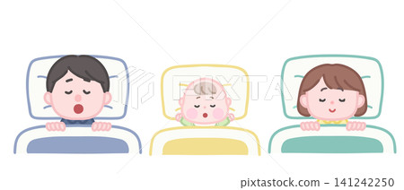 A parent and child (dad, mom, and baby) sleeping soundly. A parent and child (dad, mom, and baby) sleeping soundly. 141242250
