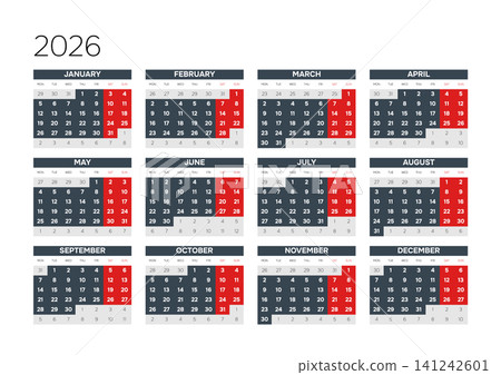 English 2026 Grid Modernist Typographic Year Planner Swiss Design C 141242601