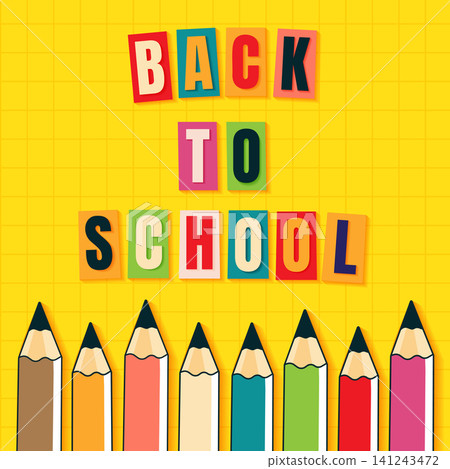 back to school colorful pencil stationery background vector illustration. back to school colorful pencil stationery background vector illustration. 141243472