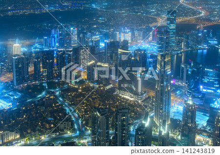 The glittering and beautiful night view of Dubai The glittering and beautiful night view of Dubai 141243819