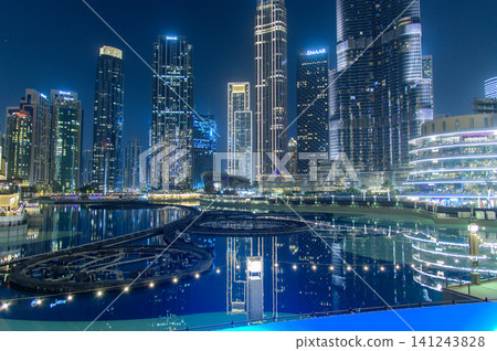 The glittering and beautiful night view of Dubai The glittering and beautiful night view of Dubai 141243828
