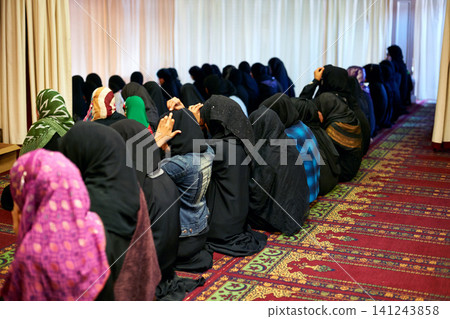 Muslim, woman and prayer for worship, faith and spiritual routine for ramadan. Islamic person, culture and tradition for mosque, eid and religion for belief and support or gratitude and guidance Muslim, woman and prayer for worship, faith and spiritual routine for ramadan. Islamic person, culture and tradition for mosque, eid and religion for belief and support or gratitude and guidance 141243858