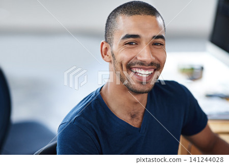 Happy, laugh and portrait of business black man for startup career, job and working in office. Professional, creative company and confident person at desk for media, publishing and design agency Happy, laugh and portrait of business black man for startup career, job and working in office. Professional, creative company and confident person at desk for media, publishing and design agency 141244028