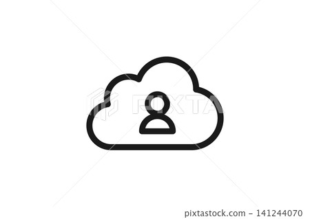 Cloud user sync icon - simple line drawing Cloud user sync icon - simple line drawing 141244070
