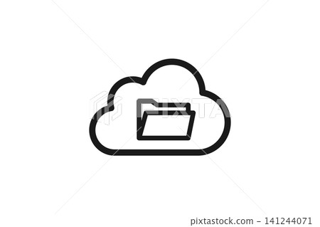 Cloud folder icon - simple line drawing Cloud folder icon - simple line drawing 141244071