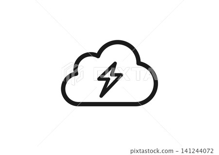 Cloud and lightning line art icon; High-speed cloud service image Cloud and lightning line art icon; High-speed cloud service image 141244072