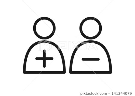 Set of 2 character line art icons (add/delete) Set of 2 character line art icons (add/delete) 141244079