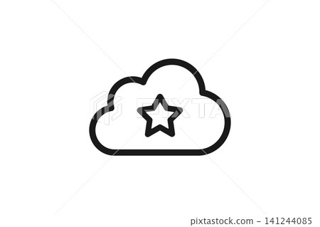 Cloud and favorite star line art icons Cloud and favorite star line art icons 141244085