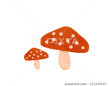 兩朵手繪風格的紅色蘑菇 兩朵手繪風格的紅色蘑菇 141244537