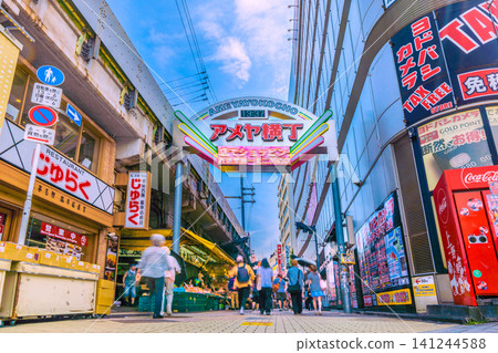 Tokyo cityscape, July 14th. ...Inbound tourism continues...View of bustling Ameyoko and other areas. Tokyo cityscape, July 14th. ...Inbound tourism continues...View of bustling Ameyoko and other areas. 141244588