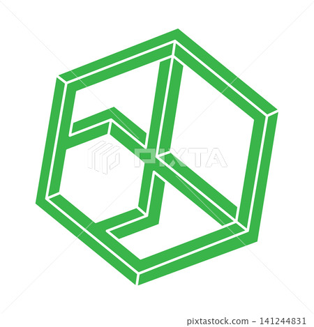 Illusion shape. 3d geometry. Optical illusion figure. Sacred geometry object. Logo. Illusion shape. 3d geometry. Optical illusion figure. Sacred geometry object. Logo. 141244831