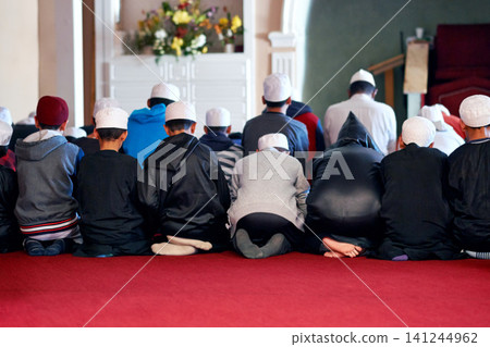 Muslim, community and prayer for worship, faith and spiritual routine for ramadan. Islamic family, culture and tradition for mosque, eid and religion for belief and support or gratitude and guidance Muslim, community and prayer for worship, faith and spiritual routine for ramadan. Islamic family, culture and tradition for mosque, eid and religion for belief and support or gratitude and guidance 141244962
