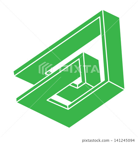 Impossible shape. Sacred geometry figure. Optical illusion. Abstract eternal geometric object. Impossible endless outline. Logo. Impossible geometry object on a white background. Optical art. Impossible shape. Sacred geometry figure. Optical illusion. Abstract eternal geometric object. Impossible endless outline. Logo. Impossible geometry object on a white background. Optical art. 141245094