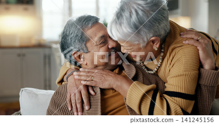 Home, hug and senior couple with love, marriage and retirement with support, bonding and care. Romance, old man and elderly woman embrace, apartment and relationship with trust, romantic and relax Home, hug and senior couple with love, marriage and retirement with support, bonding and care. Romance, old man and elderly woman embrace, apartment and relationship with trust, romantic and relax 141245156