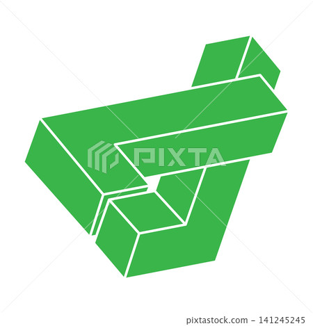 Impossible shape. Sacred geometry figure. Optical illusion. Abstract eternal geometric object. Impossible endless outline. Optical art. Impossible geometry shape on a white background. Escher style. Impossible shape. Sacred geometry figure. Optical illusion. Abstract eternal geometric object. Impossible endless outline. Optical art. Impossible geometry shape on a white background. Escher style. 141245245
