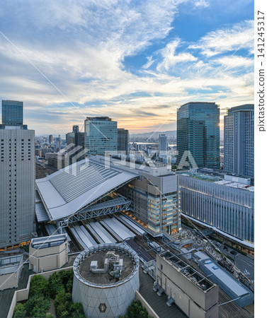 Aerial view of Osaka Station, vertical composition [Osaka landscape photography] 141245317