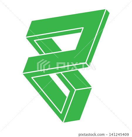 Impossible shapes. Logo. Sacred geometry figures. Optical illusion. Abstract eternal geometric objects. Impossible endless outline. Optical art. Impossible geometry shape on a white background. 141245409