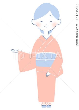 Illustration of a young woman wearing a kimono (guide) Illustration of a young woman wearing a kimono (guide) 141245416