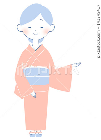 身著和服的年輕女子插圖(導覽圖) 身著和服的年輕女子插圖(導覽圖) 141245417