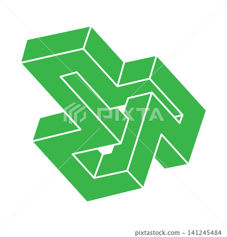 Optical illusion logo. Impossible shapes. Sacred geometry figure. Abstract eternal geometric objects. Impossible endless outline shapes. Optical art. Impossible geometry shape on a white background. Optical illusion logo. Impossible shapes. Sacred geometry figure. Abstract eternal geometric objects. Impossible endless outline shapes. Optical art. Impossible geometry shape on a white background. 141245484