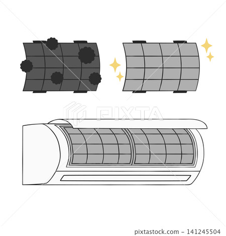 Illustration of cleaning an air conditioner filter 141245504
