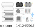 A set of illustrations for air conditioners and other air conditioning/comfort appliances. 141245508