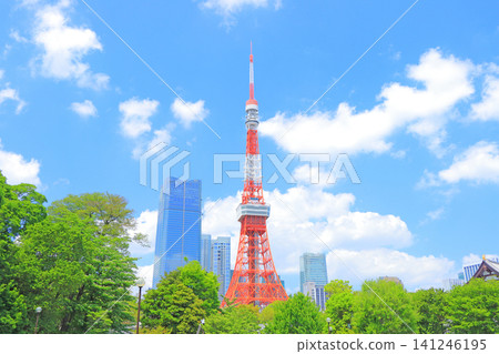 東京鐵塔和東京港區的新鮮綠地 141246195