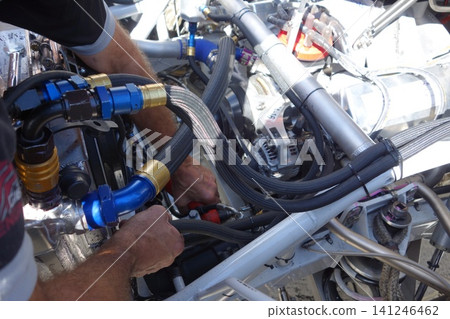 Inspection of NASCAR vehicle engines 141246462