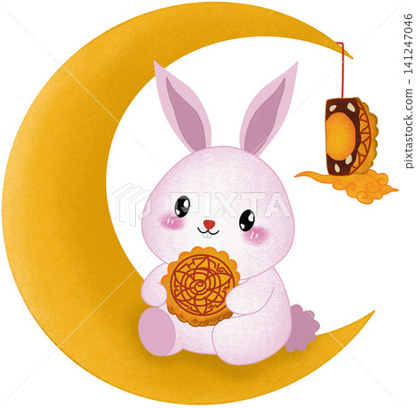 rabbit sitting on moon rabbit sitting on moon 141247046