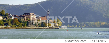 Danube valley at the little town of Duernstein Danube valley at the little town of Duernstein 141247097