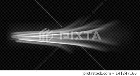 Cool breeze with wind air effect and fresh white wave for clean background. Stream flow motion with realistic texture and speed trail on black. Isolated vector graphic for hvac conditioner display Cool breeze with wind air effect and fresh white wave for clean background. Stream flow motion with realistic texture and speed trail on black. Isolated vector graphic for hvac conditioner display 141247166