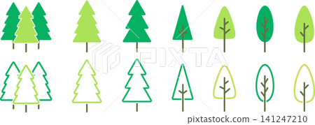 A set of materials for trees with a slender shape. A set of materials for trees with a slender shape. 141247210