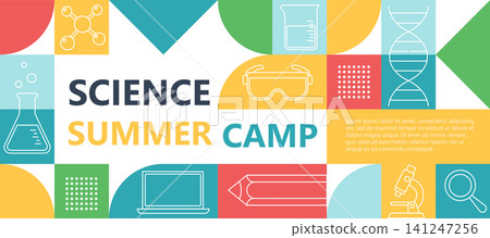 Colorful Science Summer Camp Banner Colorful Science Summer Camp Banner 141247256