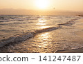 Beautiful summer sunset on the sea 141247487