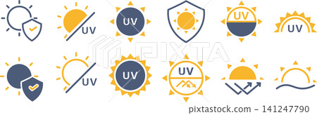 A set of materials for UV-cut marks that protect against ultraviolet rays. A set of materials for UV-cut marks that protect against ultraviolet rays. 141247790