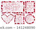 Red and white banner set with liquid blobs and glassmorphism effect. Discount coupons, marketing memphis style posters in different shapes, vector color cards with abstract elements 141248090