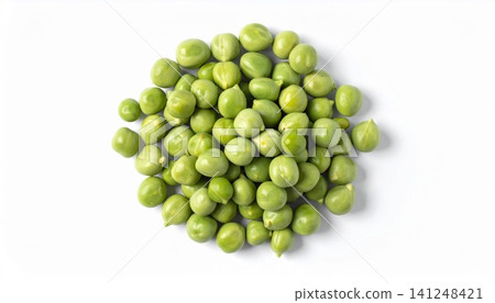 Fresh green peas on white background 141248421