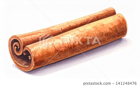 Cinnamon sticks on white background, watercolor illustration Cinnamon sticks on white background, watercolor illustration 141248476