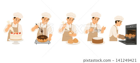 Vsai pastry chef baking and decorating sweet cakes Vsai pastry chef baking and decorating sweet cakes 141249421
