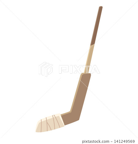 Hockey stick vector flat illustration, cartoon handle wooden stick for ice arena, sport game professional equipment Hockey stick vector flat illustration, cartoon handle wooden stick for ice arena, sport game professional equipment 141249569