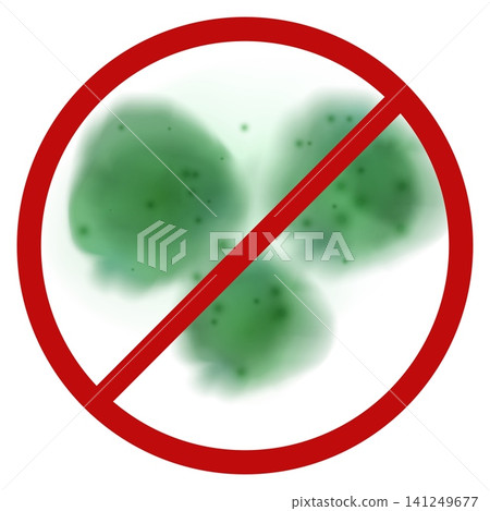 Stop mold forbidden red cross out circle sign, vector realistic fungi spore colony growth prohibited mildew infection Stop mold forbidden red cross out circle sign, vector realistic fungi spore colony growth prohibited mildew infection 141249677