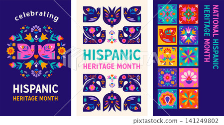 National Hispanic heritage month celebration posters background. Colorful vector illustration with National Hispanic heritage month celebration posters background. Colorful vector illustration with 141249802