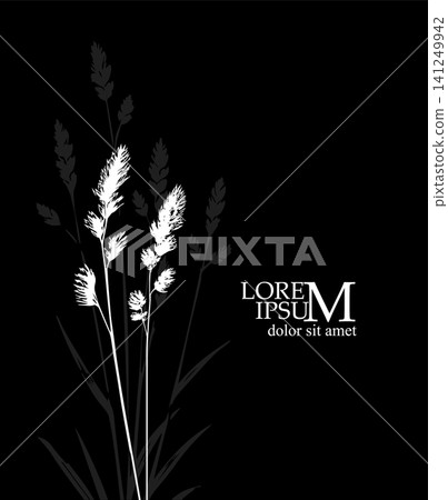 Background with grass. Hand drawn. Not AI, vector illustration. Background with grass. Hand drawn. Not AI, vector illustration. 141249942