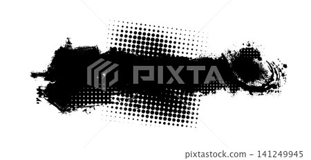Splatter Paint Texture . Black Spray Blot of Ink. Place illustration Over any Object to Create Grungy Effect . hand drawn. Not AI, Vector 141249945