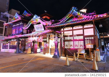 [Ehime Prefecture] Night view (illumination) of the newly renovated Dogo Onsen Main Building 141250321