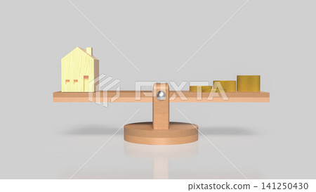 Home Value and Mortgage Affordability Balance Concept 3d render. Home Value and Mortgage Affordability Balance Concept 3d render. 141250430