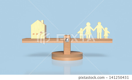 Family Housing Balance and Home Ownership Decision Concept 3d render. Family Housing Balance and Home Ownership Decision Concept 3d render. 141250431
