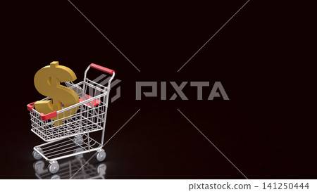 Shopping Cart With Dollar Sign For Consumer Spending Concept 3d render. Shopping Cart With Dollar Sign For Consumer Spending Concept 3d render. 141250444