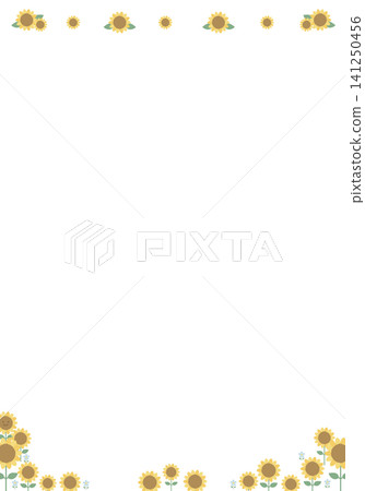 [向量圖] 向日葵花邊框垂直背景 - 夏季向量插圖 141250456