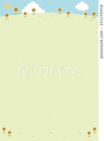 [向量圖] 向日葵花田的夏季豎版背景圖，向量圖，留有文字空間。 141250459